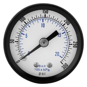 Hilitand 1/8" BSPT Thread Pressure Gauge Pressure Meter for Fuel Air Oil Liquid Water 0-20bar / 0-300psi