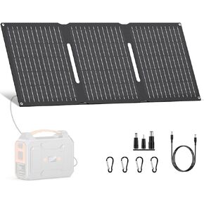 60W Portable Solar Panels, Foldable Solar Panel Charger for 100-500W Solar Generator Portable Power Station, with Adjustable Kickstands, DC 18V Output, USB 3.0 and Type-C Ports for Camping Van RV Trip