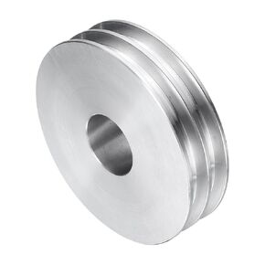 uxcell V-Type Pulley 24mm Bore 80mm Outer Dia Double Groove Aluminum Alloy for Motor Shaft Drilling Machine 6mm(1/4") PU Shape Belt