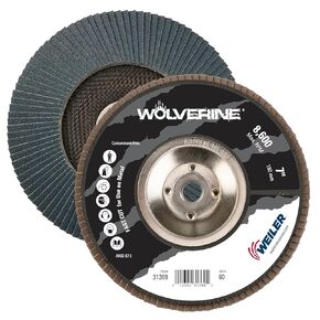 Weiler 51222 Tiger X Flap Disc, Ceramic and Zirconia Alumina, Angled, Phenolic Backing, 80 Grit, 7" (Pack of 10)