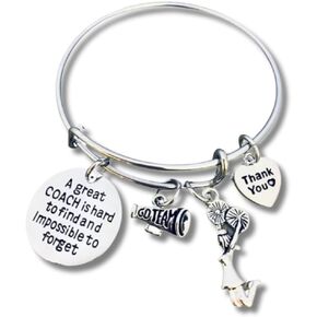 Sportybella Cheer Coach Bracelet- Cheerleading Great Coach is Hard to Find But Impossible Bracelet- Bangle Bracelet- Cheer Jewelry - Thank You Gift For Cheer Coaches