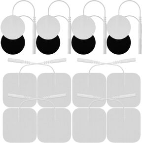 Replacement Pads for TENS Unit, 16-Pack, Stim Pads 2x2 Inch Square and Round TENS Electrode Pads, Standard 2.0mm Pin Connector for TENS Machine and Electrical Muscle Stimulation