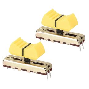 uxcell Fader Variable Resistors Mixer 35mm Straight Slide Potentiometer B50K Ohm Grey Black Knobs 2pcs