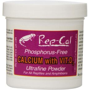 Rep-Cal Phosphorus Free Calcium with Vitamin D3 - Ultrafine Powder 3.3 oz - Pack of 2