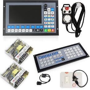 DDCS Expert 4 Axis 1000KHz Offline Standalone Motion Controller PLC with 5 Axis MPG & M3K Extended Keyboard & 2pcs 75W 24V DC Power Supply Salve Open/Close Stepper and Servo System