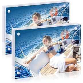 6 Pack Acrylic Picture Frame, Clear Magnetic Photo Frame, 4 x 6 Inch Double Side Freestanding Pic Frames for Desktop Display