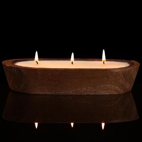 Scented Candles for Home, YeeQue Coffee Candle with Large Wooden Bowl Design for Women,Girl Birthday Gift 3 Wicks, 12oz
