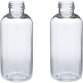 OAK & SAGE 2 Boston Round PET Plastic Bottles - 4oz - Clear - Recyclable - 24/410 Neck Closure - 2 Total