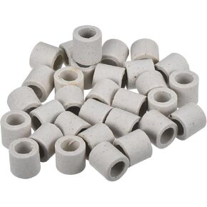 MECCANIXITY 50pcs Ceramic Tube Insulated Electronic Wire Bundle Protection Heat Insulation Tube 0.3x0.47x0.4"
