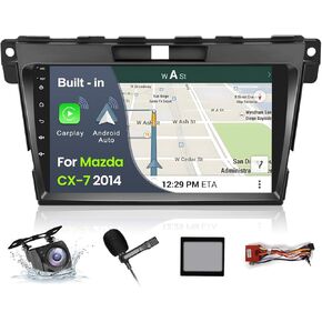 مجموعة أجهزة قياس راديو 2G+64G Android 13 لسيارة Mazda CX7 2006-2012 مع Apple Carplay وAndroid Auto، راديو بديل بشاشة تعمل باللمس 9 بوصة مع ميكروفون كاميرا احتياطية HiFi FM USB EQ RCA