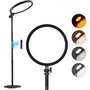Light Therapy Lamp, 12000 Lux UV-Free Sunlight Lamp with Adjustable 5 Brightness, 1H Timer & 180cm Height, 1600-6500K Color Temperatures, 2 in 1 Retractable Floor Happy Therapy Sun Lamp