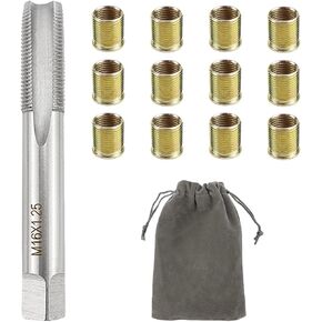 Spark Plug Thread Repair Tool, High Speed Steel Tap, M14x1.25 Inserts and M16x1.25 Tap Set for Car, Engine Repair