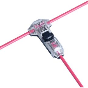 Wiring T Connector 1 Pin for 20,18 AWG and 16AWG Wire Splice,Tap Branches to Main Wire,Max DC/AC 300V 15A Conductor Capacity,High Precision Copper,Heavy Duty Housing,Clear,10PCS
