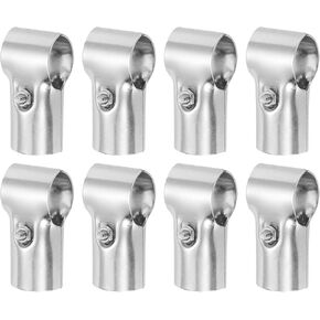 uxcell 8Pcs T Pipe Clamp Connector, Structural Pipe Connector Chain Link Fence Clamp Stainless Steel Corner Fitting End Rails Clamp Fit OD 1.2 Inch(30mm), Silver