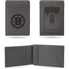 Rico Industries NHL Boston Bruins Gray Laser Engraved Front Pocket Wallet Laser Engraved Front Pocket Wallet - Compact/Comfortable/Slim