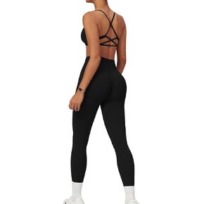 ABOCIW Workout Sets for Women 2 Piece Seamless HIgh Waist Scunch Butt Lifting Leggings Strappy Sports Bra Gym Outfits