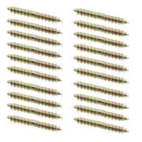 20PCS M6x40mm Gold Double Head Plum Point Tail Screw Hardware Dining Table Double Head Teeth Connection Self Tapping Furniture Screw for Furniture Assembly and Carpentry