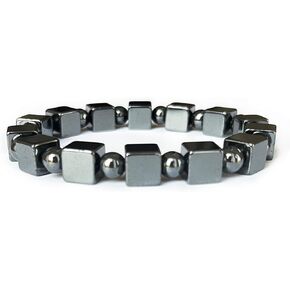 Hematite Bracelet for Men and Women, Natural Healing Stone Magnetic Therapy Stretch Bracelet for Muscles Pain-Relief