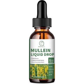 Mullein Drops for Lungs, Mullein Leaf Extract 1000MG for Respiratory, Immune & Digestion Support, with Quercetin, Marshmallow, Elderberry, Black Cumin Seed, Bromelain, Non-GMO, Vegan, 2 Fl Oz
