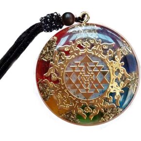 Luminous Orgonite Sri Yantra Pendant Talisman Healing Energy Necklace Yoga Meditation Jewelry