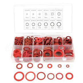 Fiber Washer Assortment, 600Pcs Red Steel Paper Fiber Flat Washer, 12 Sizes Assorted Insulation Sealing Washer Insulating Spacer Kit with Plastic Storage Box (600pcs)