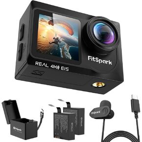 Eagle i15 PRO MAX Real 4K30FPS Dual Touchscreen Ultra HD WiFi Underwater Waterproof EIS 2.0 Action Camera IMX Sensor 4X Zoom Remote 2 Batteries ProDual Charging Dock TypeC Ext Mic + Full Kit