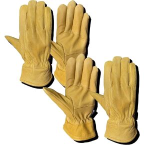 SKYDEER Winter Gloves with Full Special Wild Deerskin Leather Shell and TR2 Socked Lining for Cold Weather Work (2 Pairs, SD8683T/XL)