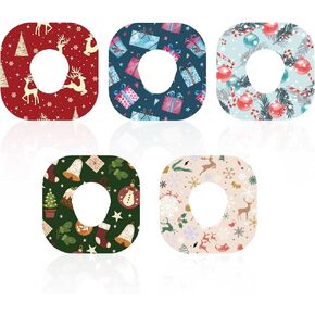 25pcs Adhesive Over Patches for Dexcom G7, Christmas Waterproof CGM Sensor Cover Tapes, Non-Woven Fabric Reindeer Christmas Tree Sensor Sticker, Blood Sugar Monitor Overpatches for Dexcom Accessories