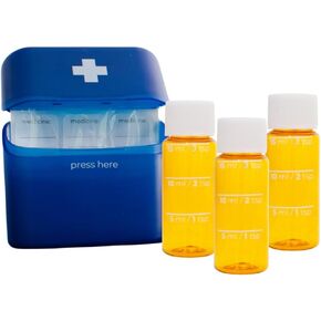 AllerMates 3 Pack Mini Med Bottles with Hard Shell Travel Case - Blue 3 Pack