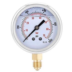 Professional Pressure Gauge 2.7in Diameter Oil Filled Pressure Gauge Radial Pressure Gauge 0-70bar 0-1000psi 1/4" BSP