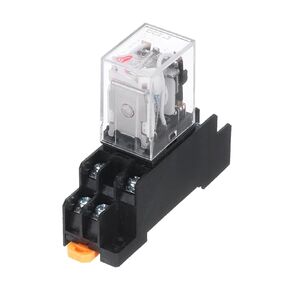 MECCANIXITY 1 Set AC12V Electromagnetic Power Relay 8-Pin AC/DC DPDT 2NO+2NC Relay Coil with Socket Base for Industrial, Home Appliances and DIN Rail System with LED Indicator