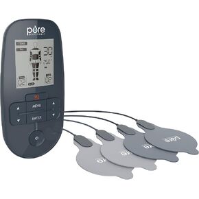 Pure Enrichment® PurePulse™ Trio TENS & EMS Muscle Stimulator + Heat - Electronic Pulse Massager with 9 TENS Modes, 7 EMS Modes, 2 Heat Settings, Advanced Relief for Back, Neck, and Shoulder Pain