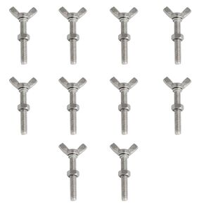 heyous 10PCS M6x40mm Silver Stainless Steel Butterfly Screw Hex Nut Wing Bolt for Door Handle Faucet Lamp Furniture Fastener Repair