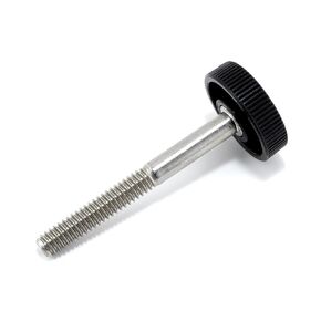1/4"-20 x 2-1/4" Thumb Screw Stainless Steel - Black Knurled Round Plastic Oversized Knob - Standard/Coarse Thread Thumbscrew - Length: 2.250" - Proudly Built in USA - Package of (4)