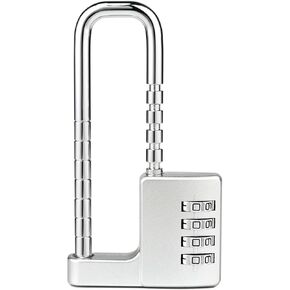 Cabinet Lock,Combination Padlock,Gym Locker Lock Code Long Adjustable Shackle Lock for, School, Gym, Fences,Child Proof Sliding Code Locks Baby Safety U Shaped for Knob Handle Drawers Closet