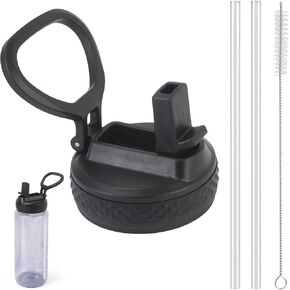 Straw Lid Compatible with Nalgene,32 oz 20 oz Wide Mouth Lid Replacement Compatible with Nalgene,2 Bottle Straw Lids with 2 Straws and 1 Brush