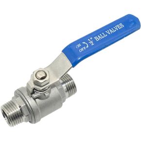 Stainless Steel 304 Full Port Ball Valve with Blue Vinyl Handle, NPT Male x Male Thread Shut Off Ball Valve,Heavy Duty for Water,Oil,and Gas (2'')
