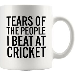 Panvola Tears Of The People I Beat At Cricket Funny Cricket Gifts For Coach Team Players Friends Brother Boyfriend Son From Mom Girlfriend Ceramic Coffee Mug (White, 11 oz)