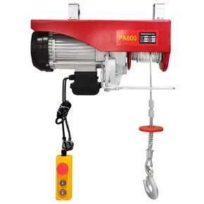 HYCHIKA Electric Hoist, 110V 1320 Lbs Winch with Remote Control, Zinc-Plated Steel Wire Hoist for Garage, Warehouses, Factories 39FT Lifting Height with Emergency Stop Switch