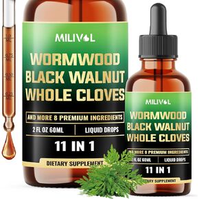 Wormwood Liquid Drops - Wormwood Extract Tincture with Black Walnut, Whole Cloves & 8 More Herbs - 2 Fl Oz for 60 Days Supply