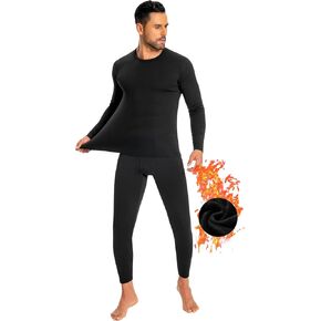 Mens Thermal Underwear Set Ultra Thick for Cold Weather Fleece Lined Long Johns Winter Base Layer Top and Bottom