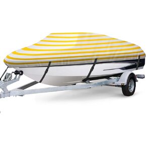 Waterproof Boat Covers 17-19ft, Heavy Duty Stripe Polyester Canvas Boat Cover Fits 17-19ft V-Hull Tri-Hull Boat, Runabout, Pro-Style Bass Boat, Fish & Ski Boat