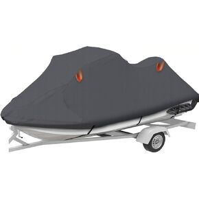 Urby Trailerable Jet Ski Cover, Waterproof 600D Super Duty Oxford PWC Cover with Enhanced Wind-Proof System, Universal Fit Compatible with Yamaha SeaDoo and Other Brands.3 Seater 145"