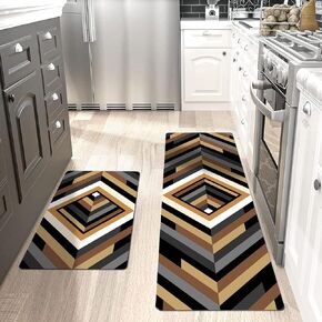 Kitchen Mat 2PCS Cushioned Kitchen Mats for Floor, Anti-Fatigue Mat Waterproof Kitchen Rug Set of 2 Non-Skid Comfort Standing Mat for Kitchen Office Sink Laundry 0.4", 17.3"×30"+17.3"×59"