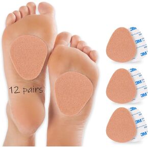 Metatarsal Pads for Men and Women, Ball of Foot Cushions | Felt Metatarsal Pads Reduce Forefoot Friction, 1/4" Thick - 12 Pairs, Skin Color