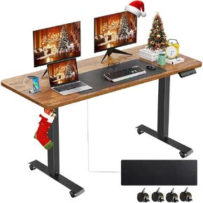 farexon Electric Standing Desk, Adjustable Height Mobile Home Office Desk, 48x24 Inches Ergonomic Computer Desk with 4 Preset Heights, 27-46in Lifting Range Stand up Desk（Black）