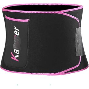 YIKANGHENG Elastic OK Cloth Black and Pink Waist Support Belt with Pocket for Yoga, Running and Sports