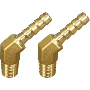 2PCS Brass 1/8" NPT Male to 1/4" Barb 45 Degrees Elbow Thread Pipe Hose Barb Fittings for Water/Oil/Gas