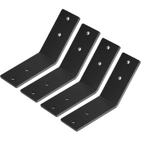 4 Pack 3" Width Black Flush Inside 45 Degree Angle Brackets for 4x4 6x6 Post and Beam, 135 Degree Corner Braces, Butt Connector, 4.8mm Thick