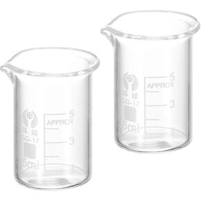 YOKIVE 2 Pcs Low Form Glass Beaker, Laboratory Use Liquid Measuring Cup, Great for Lab, Kitchen, Daily Use (Clear, 5ML)